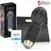Ibiza-  Pocket Wand Vibrator. Mini czarno-złoty mocny wibrator typu różdżka z elastyczną różdżką 