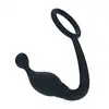 Levelz – Silicone Cockring with Prostate Stimulator M. Ergonomiczny silikonowy czarny stymulator prostaty z ringiem na penisa