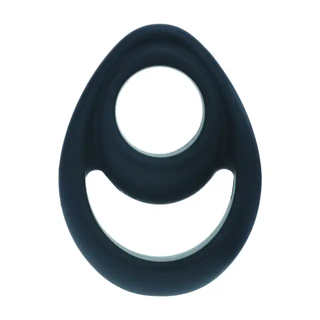 Levelz -  Double Ergo Silicone Cock Ring. Podwójny czarny silikonowy ring na penisa i jądra 