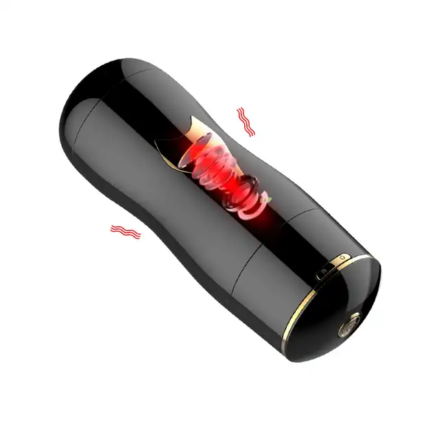 BSeries - Dual Vibrating Masturbator Black - Podwójny masturbator usta - wagina, z intensywnymi 7 wibracjami. 
