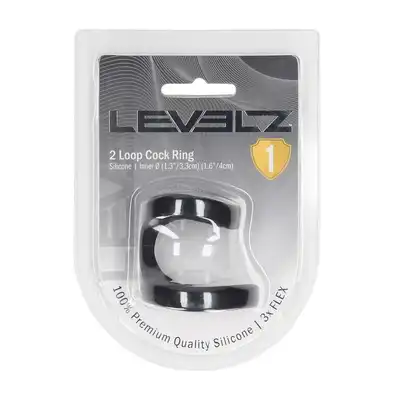 Levelz -  2 Loop Cock Ring. Silikonowy ring na penisa z podwójną pętlą o średnicy 5 cm