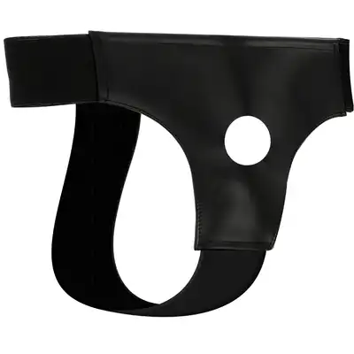Darkness - Hole strap. Uniwersalny harness z otworem, klasyczny czarny z ekoskóry.