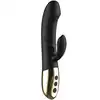 Ibiza - Powerful Anatomical Vibrator with Rabbit. Elegancki czarno-złoty wibrator z króliczkiem z dwoma niezależnymi silnikami