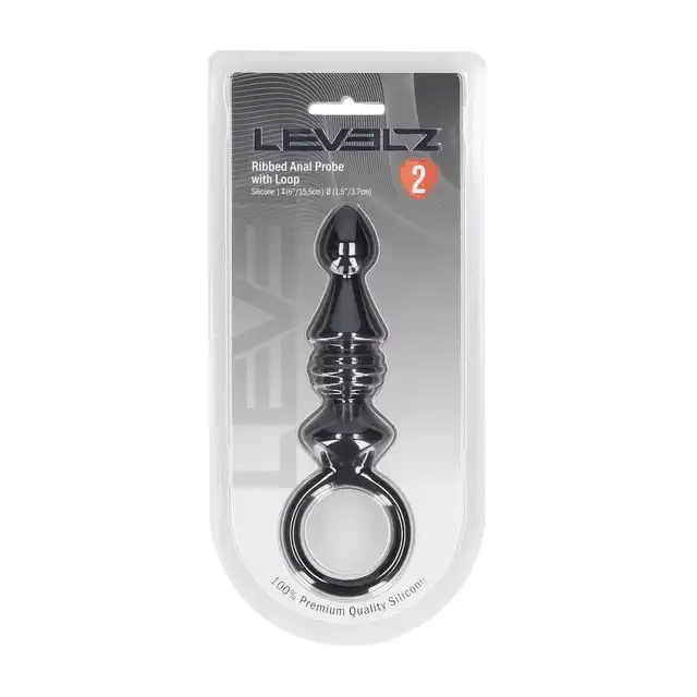 Levelz – Ribbed Anal Probe With Loop. Silikonowa teksturowana wtyczka analna z bezpiecznym uchwytem w kształcie pętli