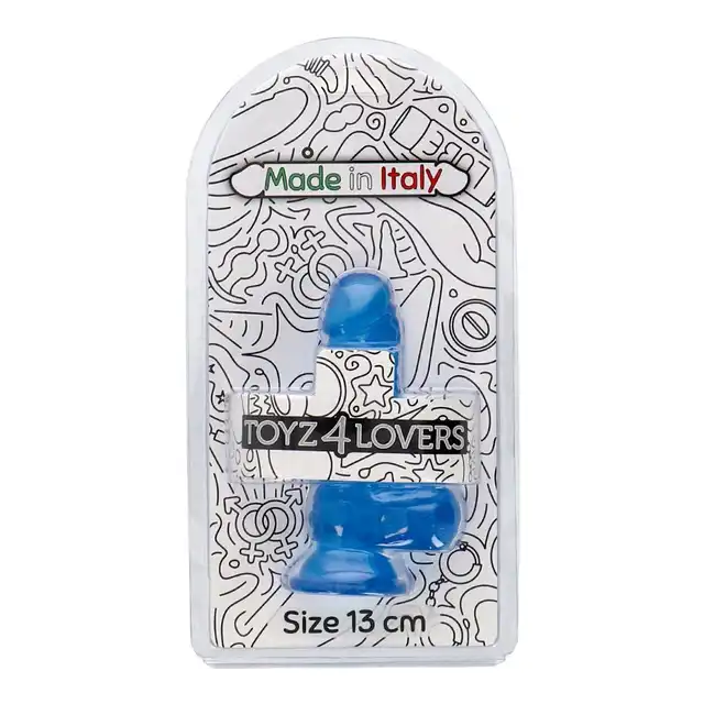 Toyz4Lovers - Jelly Leo Realistic Dildo 13 cm Blue - Kompaktowe niebieskie dildo z jądrami i przyssawką. Doskonałe dla początkujących.