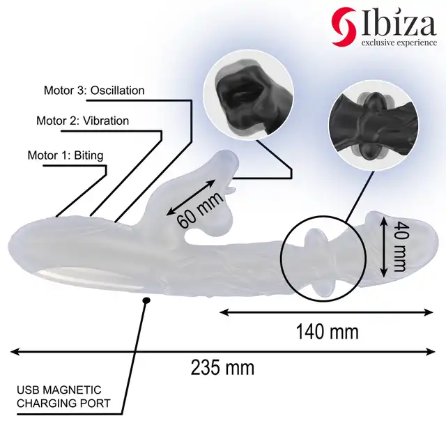 Ibiza – Oscillating and Biting Vibrator. Wibrator z efektem gryzienia, trybami oscylacji oraz stymulacji łechtaczki i punktu G!