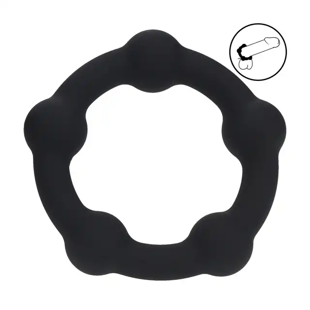Levelz -  Beaded Silicone Cock Ring S 30 mm. Czarny teksturowany ring erekcyjny z tłoczeniem w kształcie kuleczek
