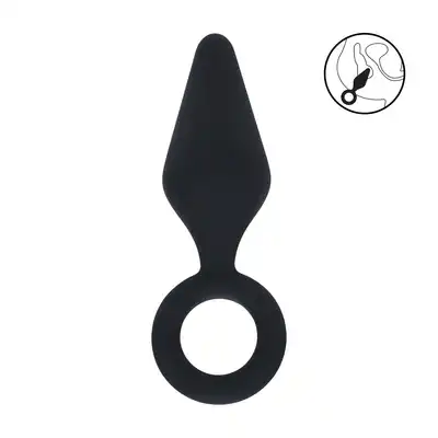 Levelz – Anal Plug With Loop Small. Kompaktowy, stożkowy korek analny z wygodną silikonową pętlą w formie uchwytu