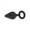 Levelz – Anal Plug With Loop Medium. Wygodny silikonowy czarny korek analny z uchwytem w formie pętli