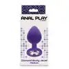 ToyJoy - Anal Play Diament M. Fioletowa silikonowa zartczka analna z srebrnym kryształkiem. 