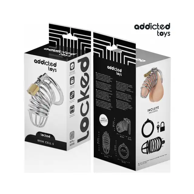 Addicted Toys Locked - Iron Cell Metal Penis Cage S - Metalowa klatka na penisa z kłódką w rozmiarze S. Wytrzymała stalowa konstrukcja zapewniająca pewne dopasowanie i pełną kontrolę.