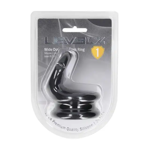 Levelz - Wide Double O Silicone Cock Ring L. Czarny silikonowy ring na jądra i penisa o ergonomicznej konstrukcji