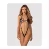 Obsessive - Anyya Black Teddy S/M/L - Zmysłowe, imitujące skórę body o nowoczesnym, wyjątkowo odważnym kroju ze złotymi wstawkami. Tylko dla odważnych!