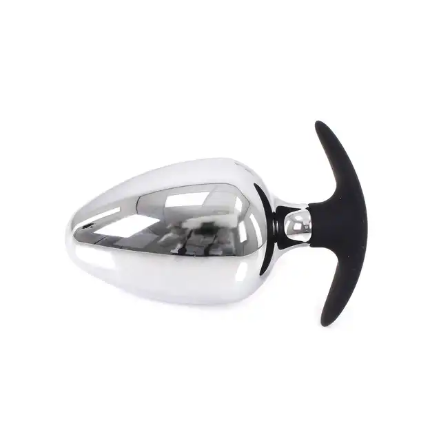O-Products - Anal Plug BIG-S Handle 60 mm - Duży, metalowy korek analny z silikonową podstawą. Propozycja dla doświadczonych użytkowników!
