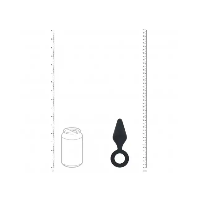 Levelz – Anal Plug With Loop Medium. Wygodny silikonowy czarny korek analny z uchwytem w formie pętli