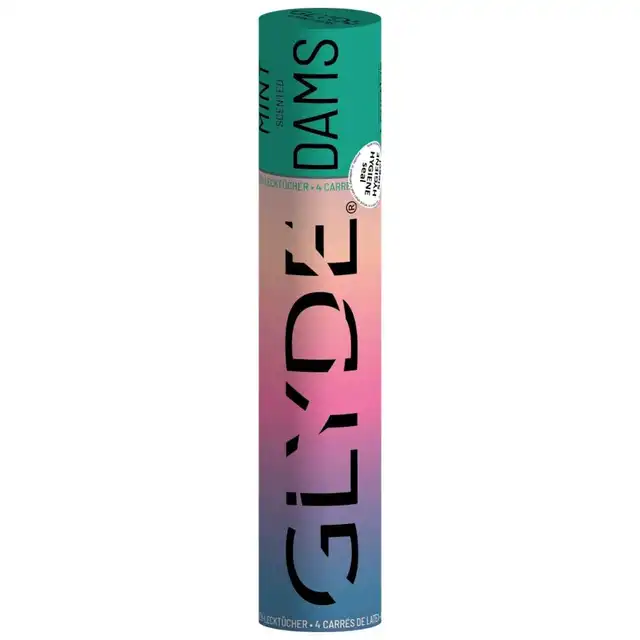 Glyde - Mint Scented Dams. Zestaw 4 lateksowych maseczek oralnych o zapachu mięty 