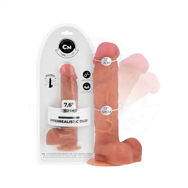 Cock Miller - Hyperrealistic Dildo 7,6" - Hiperrealistyczne dildo z mocną przyssawką i elastycznym rdzeniem o długości 19,3 cm.