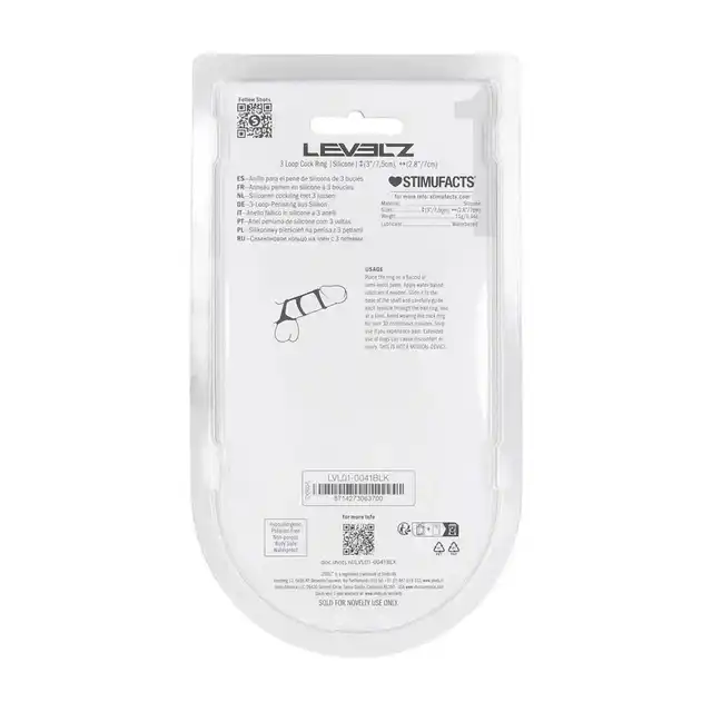 Levelz -  3 Loop Silicone Cock Ring. Silikonowa nakładka na penisa z potrójnymi ringami. Mega stymulacja
