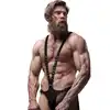 Fetish Submissive Attitude - Męska uprząż V-shape z eko-skóry z metalowymi detalami. 