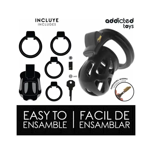 Addicted Toys - Silent Keep Penis Cage 7,5 cm - Kompaktowy pas cnoty dla mężczyzn z bezpiecznym systemem blokowania.