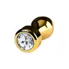 Metal by Toyfa - Gold anal plug with white round-shaped gem - Złoty korek analny w kształcie pocisku z kryształkiem.