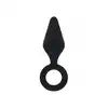 Levelz – Anal Plug With Loop Medium. Wygodny silikonowy czarny korek analny z uchwytem w formie pętli