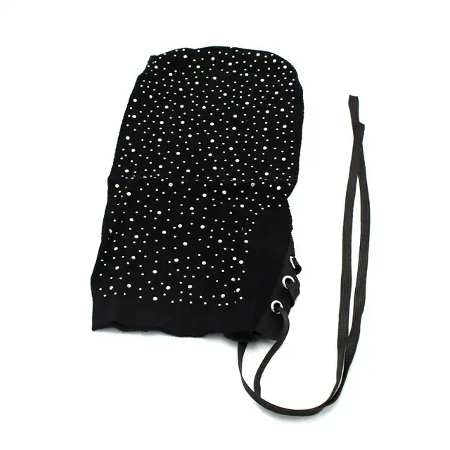 O-Products - Lace Hood Shiny Diamonds - Siateczkowa maska z diamencikami i wiązaniem z tyłu. Idealna do stylizacji fetyszowych i role-play.
