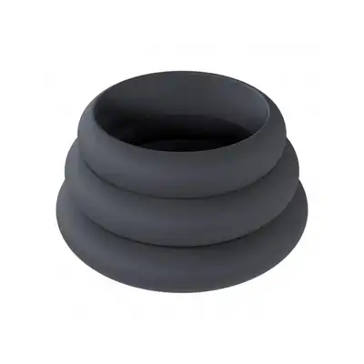 Levelz - Wide O Cock Ring Set. Zestaw 3 czarnych silikonowych ringów L/XL/XXL