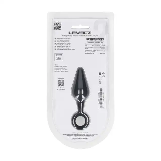 Levelz – Anal Plug With Loop Small. Kompaktowy, stożkowy korek analny z wygodną silikonową pętlą w formie uchwytu