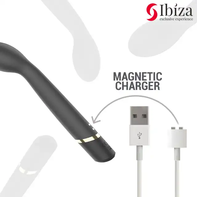 Ibiza -  G-Spot Vibrator USB. Czarny eleganvki wysokiej jakości wibrator z wygięciem do punktu G