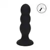 Levelz - Tri Rattle Liquid Silicone Anal Plug L. Czarny teksturowany korek analny z drżącą kuleczką