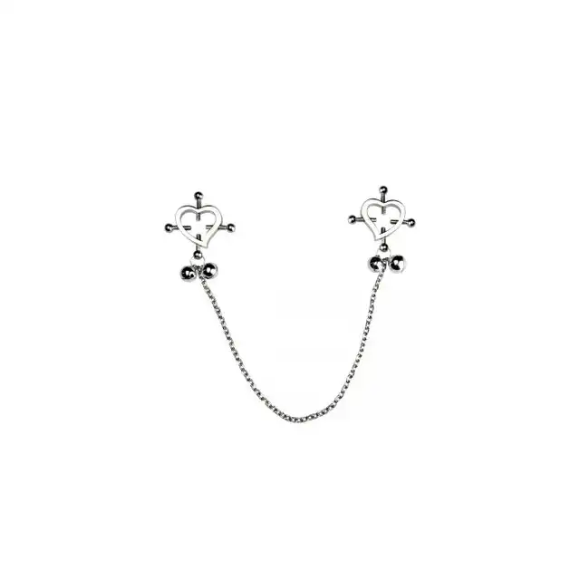 Oproducts – Heart-Shaped Nipple Clamps Tinkling Bells – regulowane zaciski na sutki z dzwoneczkami