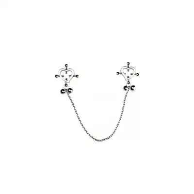 Oproducts – Heart-Shaped Nipple Clamps Tinkling Bells – regulowane zaciski na sutki z dzwoneczkami