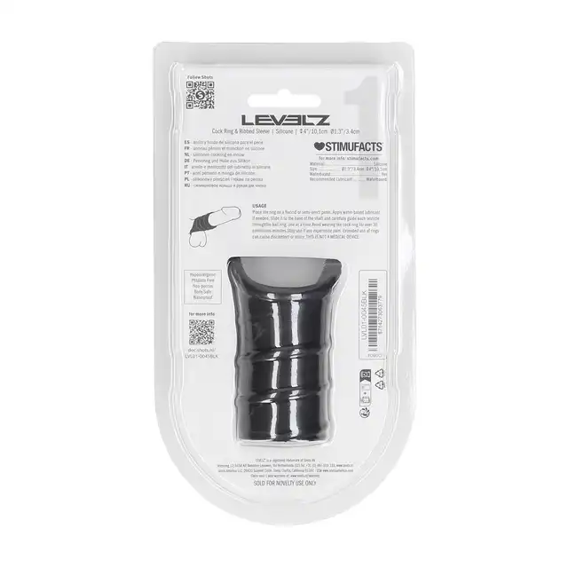 Levelz - Silicone Cockring and Ribbed Sleeve. Silikonowa nakładka na penisa i jądra, teksturowana