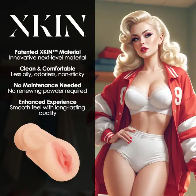 Xkin - Pinup Girls Varsity Vixen Lexi Lockerload - Masturbator w stylu retro, waga 310g. Realistyczna waginka z teksturowanym wnętrzem.