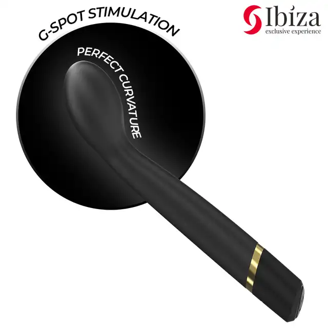 Ibiza -  G-Spot Vibrator USB. Czarny eleganvki wysokiej jakości wibrator z wygięciem do punktu G