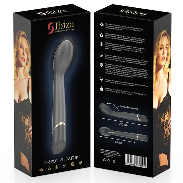 Ibiza -  G-Spot Vibrator USB. Czarny eleganvki wysokiej jakości wibrator z wygięciem do punktu G