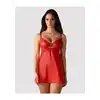 Obsessive - Aliosa Chemise Red L/XL - Nieziemsko seksowna koszulka w odcieniu intensywnej czerwieni i z ozdobną koronką.