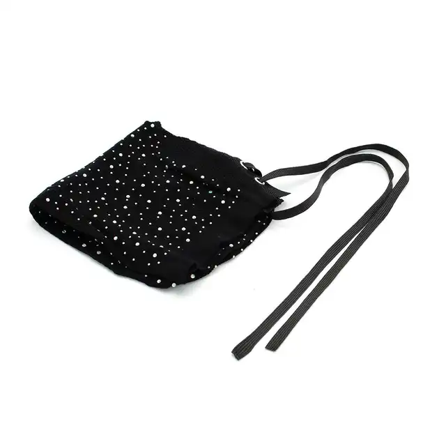 O-Products - Lace Hood Shiny Diamonds - Siateczkowa maska z diamencikami i wiązaniem z tyłu. Idealna do stylizacji fetyszowych i role-play.