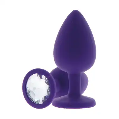 ToyJoy - Anal Play Diament M. Fioletowa silikonowa zartczka analna z srebrnym kryształkiem. 