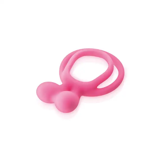 Glamy - Double Cockring Pink - Podwójny silikonowy pierścień wspomagający utrzymanie erekcji z króliczkiem do stymulacji łechtaczki.