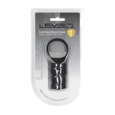 Levelz - Silicone Cockring and Ribbed Sleeve. Silikonowa nakładka na penisa i jądra, teksturowana