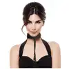 Intense - Fetish Collar. Elegancka, klasyczna czarna obroża z wegańskiej skóry i smyczą. 