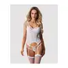 Obsessive - Arrowel White Corset L/XL - Biały gorset z transparentnego materiału. Ultraseksowna bielizna na noc poślubną i nie tylko!