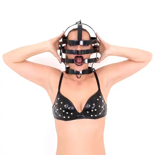 Kiotos - Head Cage Black - Czarna stalowa maska BDSM wykonana ze stali nierdzewnej. Idealna dla odważnych uległych!