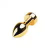 Metal by Toyfa - Gold anal plug with white round-shaped gem - Złoty korek analny w kształcie pocisku z kryształkiem.