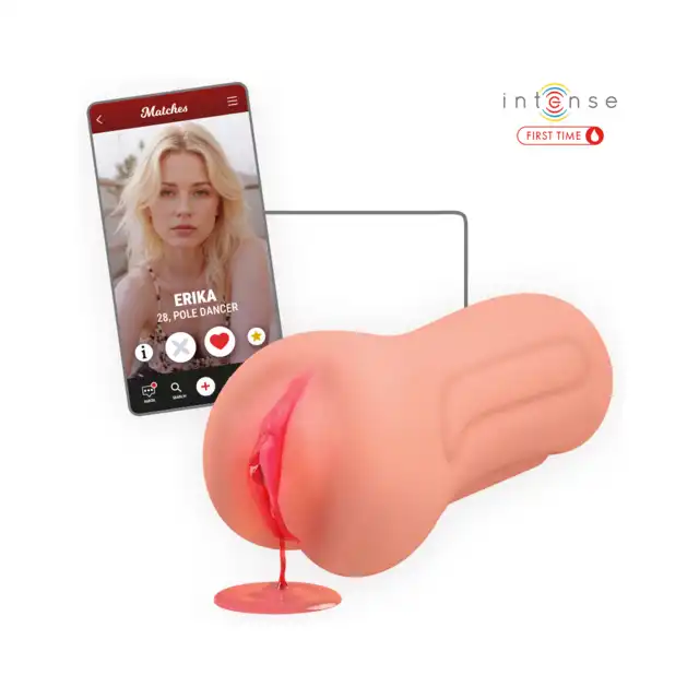 Intense - First Time Erika. Realistyczny masturbator w kształcie pochwy dziewicy z krwią menstruacyjną i błoną dziewiczą