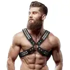 FETISH Submissive Attitude – Harness. Męska regulowana uprząż na klatkę piersiową kształt X z ćwiekami. 