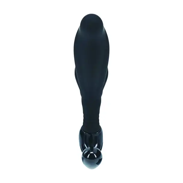 Levelz -  Rippled with Hard Loop Silicone Prostate Massager M. Czarny silikonowy masażer prostaty bez wibracji w rozmiarze M