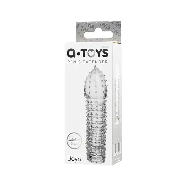 A-Toys - Penis Extender Boyn 15,2 cm - Transparentna nakładka na penisa z wypustkami, efekt natychmiastowego powiększenia.